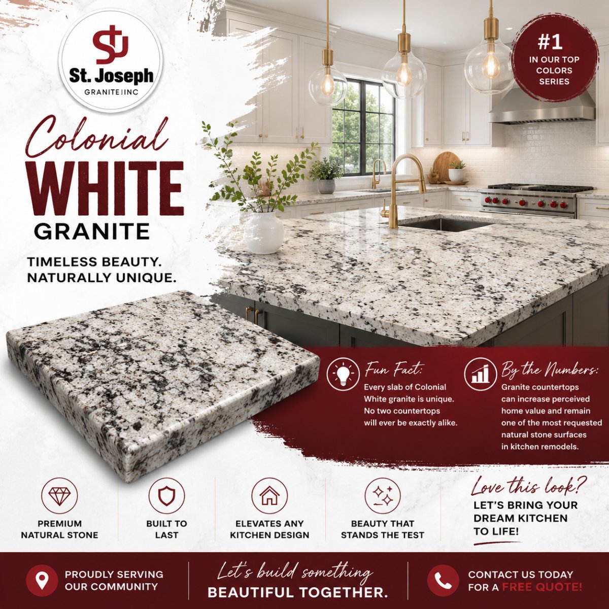 Colonial White Granite Countertops