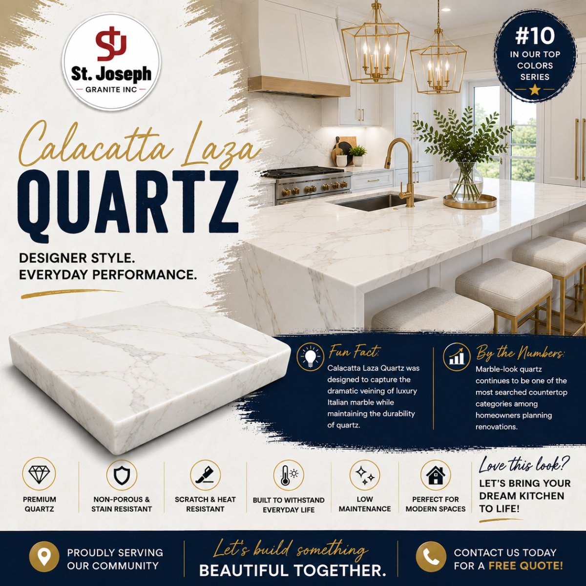 Top Material 2026 Calacatta Laza Quartz Countertops